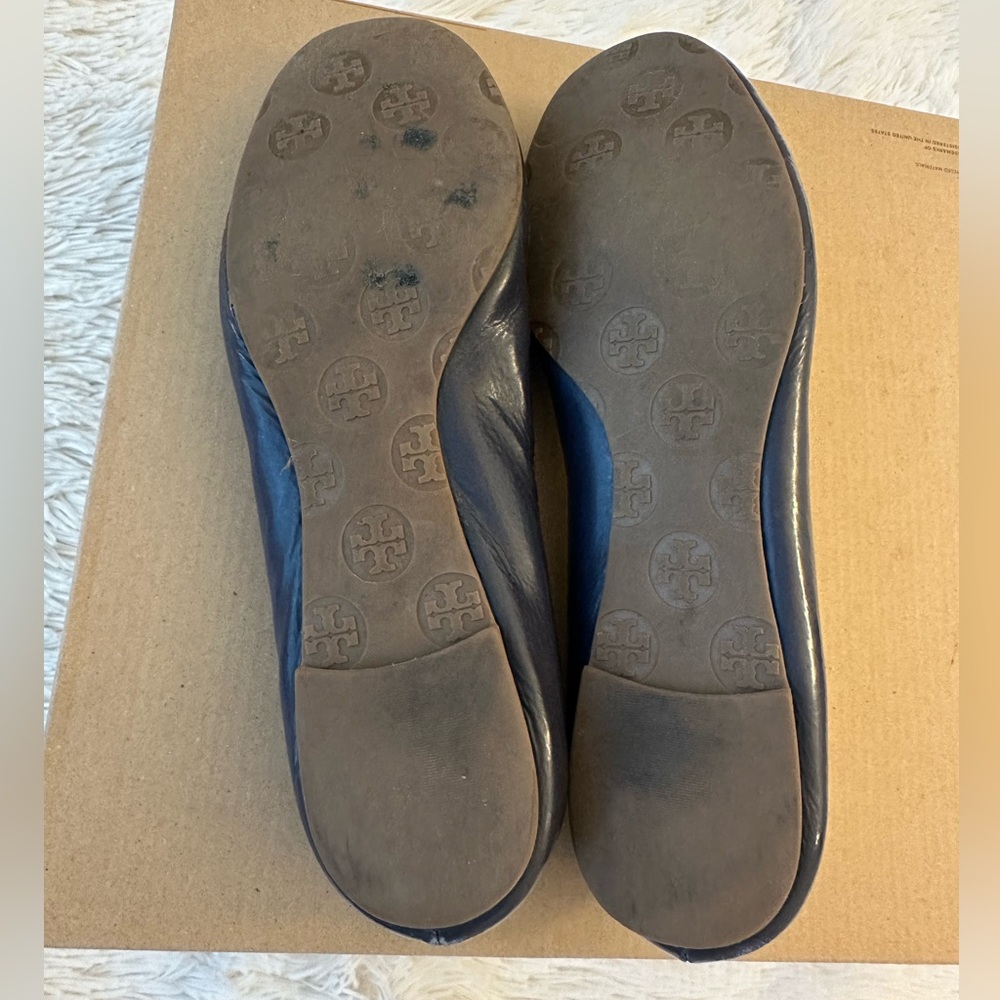 Tory Burch Reva Blue Leather Ballerina Flats Size: 9 - Picture 8 of 11